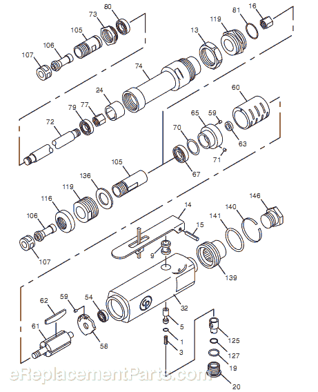 Page A Diagram and Parts List for CP860ES T023193 Chicago Pneumatic Angle Grinder